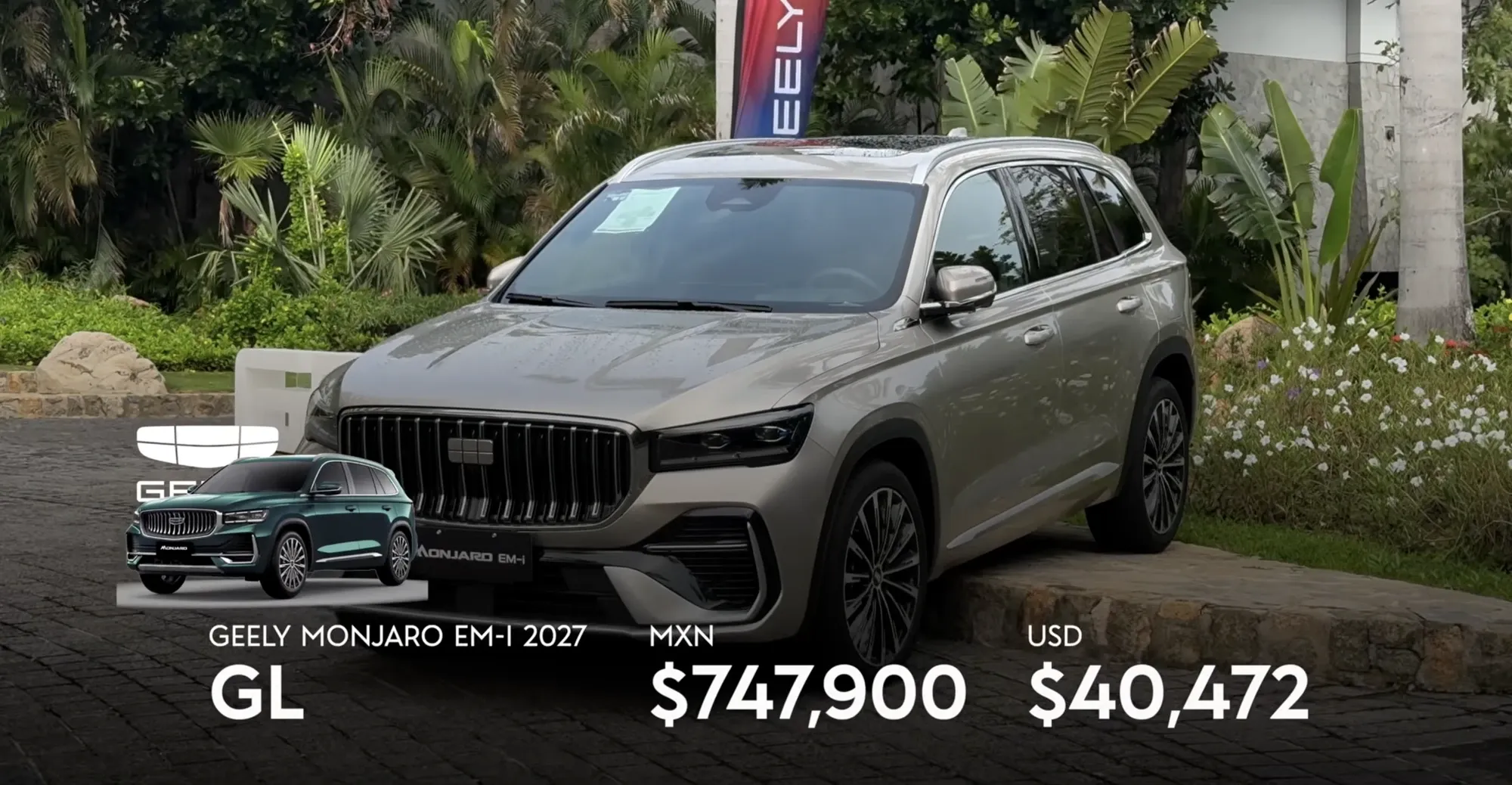 Плашка с ценой Geely Monjaro EM-i 2027 в комплектации GL